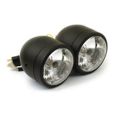 Dual 4" H4 Headlamp Assembly. Black Headlamps Mcs