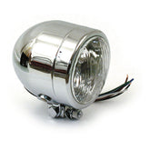 Single 4" H4 Headlamp. Chrome Headlamps Mcs