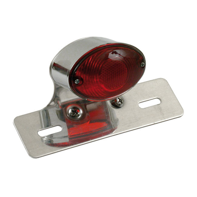 Medium Cateye Taillight. Chrome. Aluminum Bracket Taillights Mcs