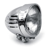 Bullet 4 1/2" Duplo Headlamp. Ribbed. Visor. Chrome Headlamps Mcs