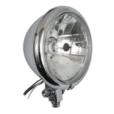 Bates Style 5 3/4" Prismic H4 Headlamp. Chrome Headlamps Mcs