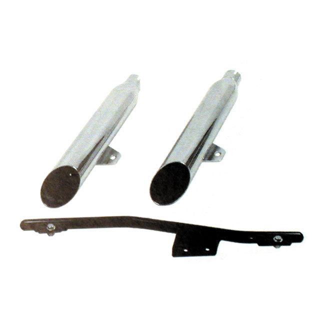 Paughco, Replacement muffler kit. Slash cut. Chrome EXHAUST SLIP-ONS AND MUFFLERS Paughco