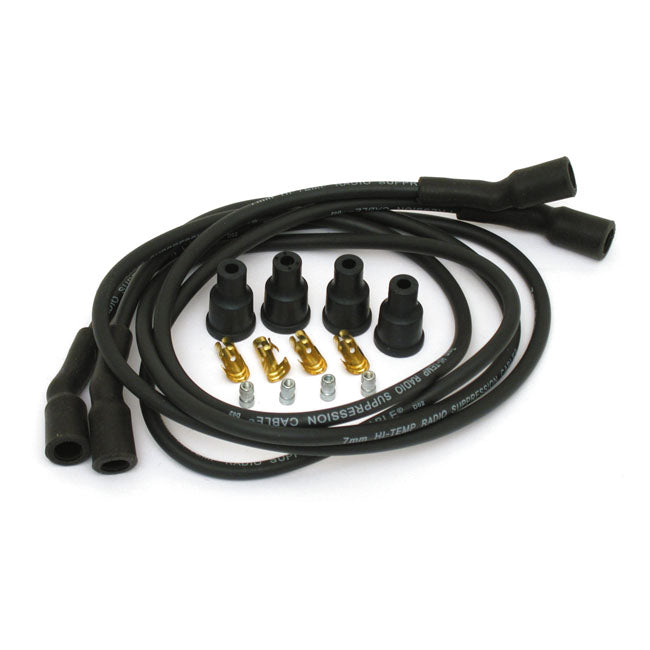 Dynatek, univ. 7mm spark plug wire set. Black SPARK PLUG WIRES Dynatek