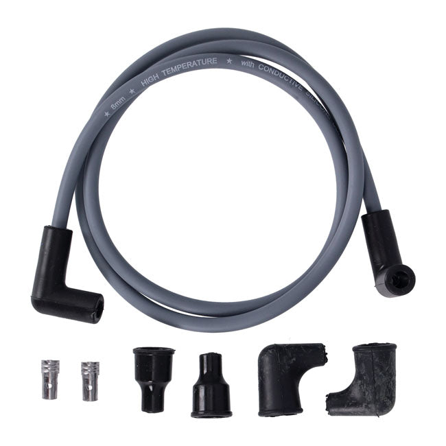 Dynatek, univ. 8mm spark plug wire set, 90° plug boot. Gray SPARK PLUG WIRES Dynatek