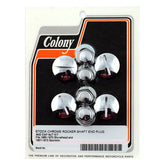 Colony, rocker shaft plug & nut kit. Slotted. Chrome ROCKER SHAFT END PLUGS Colony