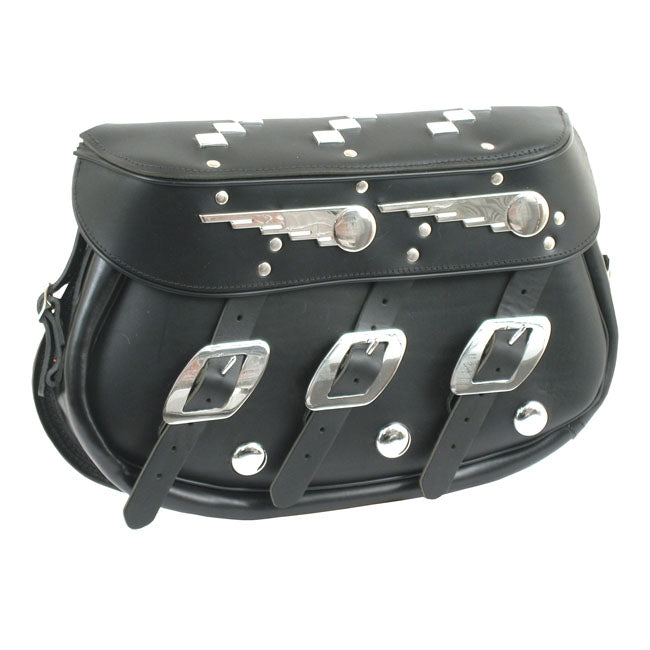 Speedking Softail Leather Saddlebag Set. Black Saddlebags Samwel