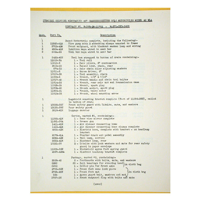 Assy/Uncrating Procedure 1942 Wla Books Misc Samwel