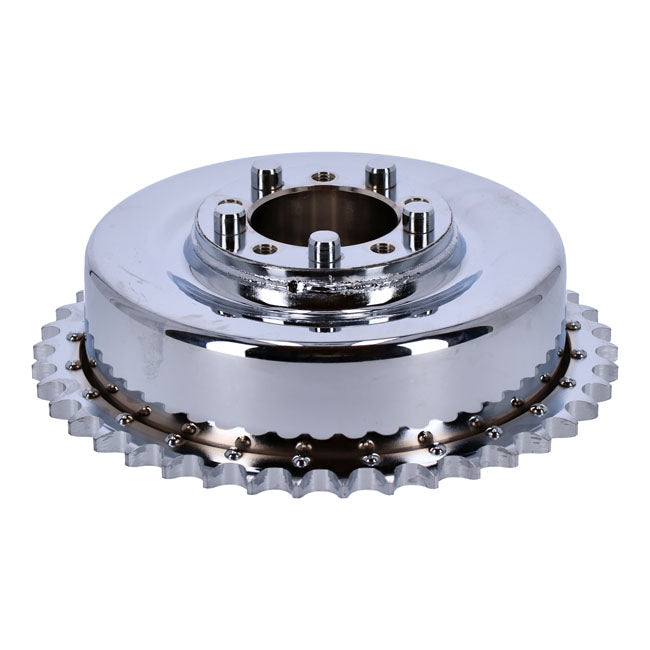 45" Flathead Rear Brake Drum & Sprocket. Chrome Brake Drums Mcs