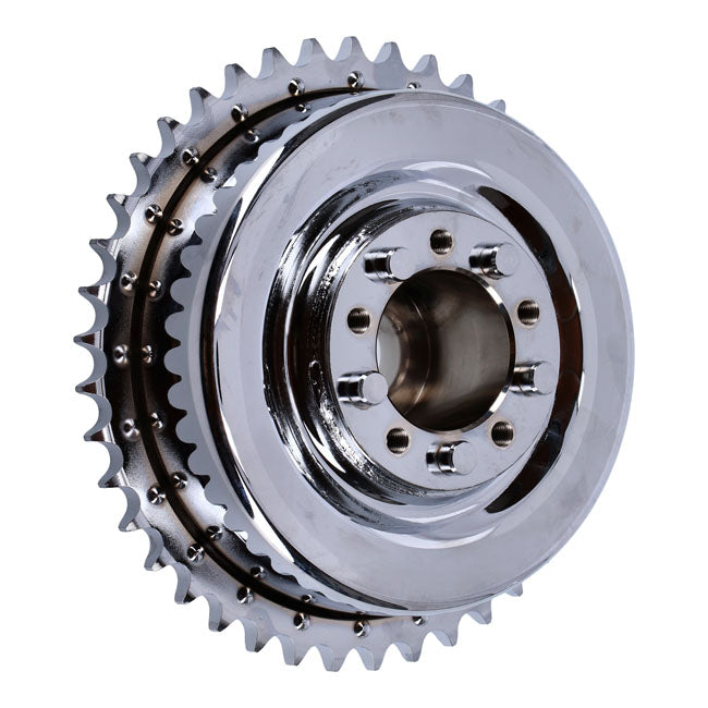 45" Flathead Rear Brake Drum & Sprocket. Chrome Brake Drums Mcs