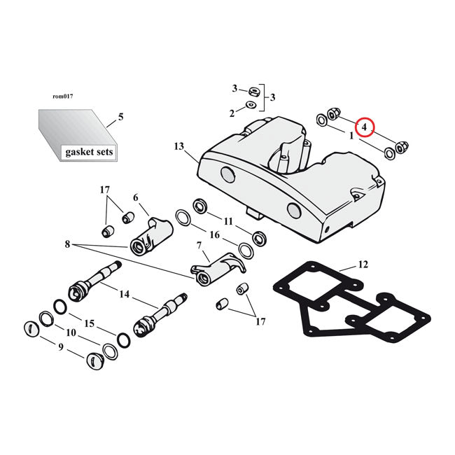 Rocker Shaft End Nut Set, Black Plastic Inserts Rocker Shaft Nut Kits Mcs