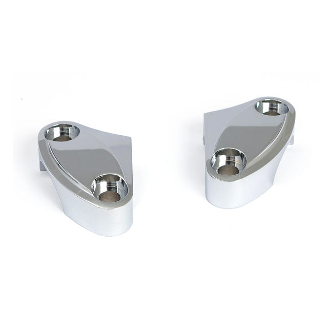 Handlebar Top Clamp Set. Chrome, Scalloped Top Clamps Mcs