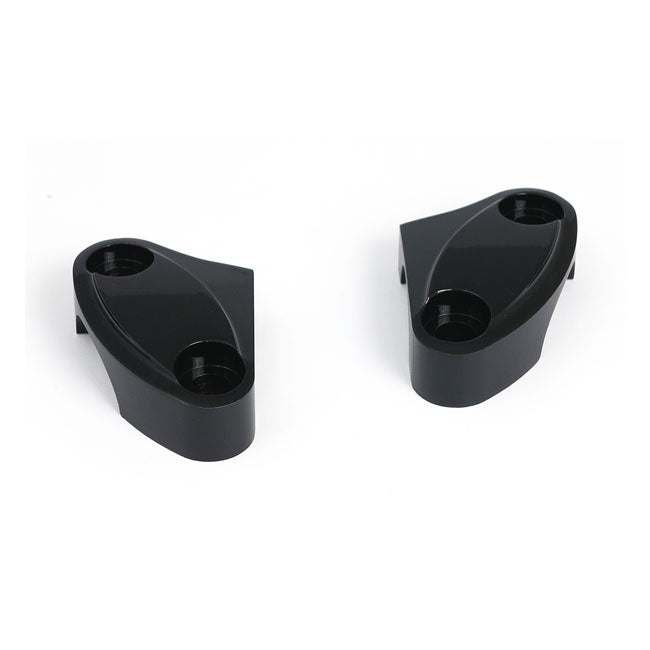 Handlebar Top Clamp Set. Black, Scalloped Top Clamps Mcs