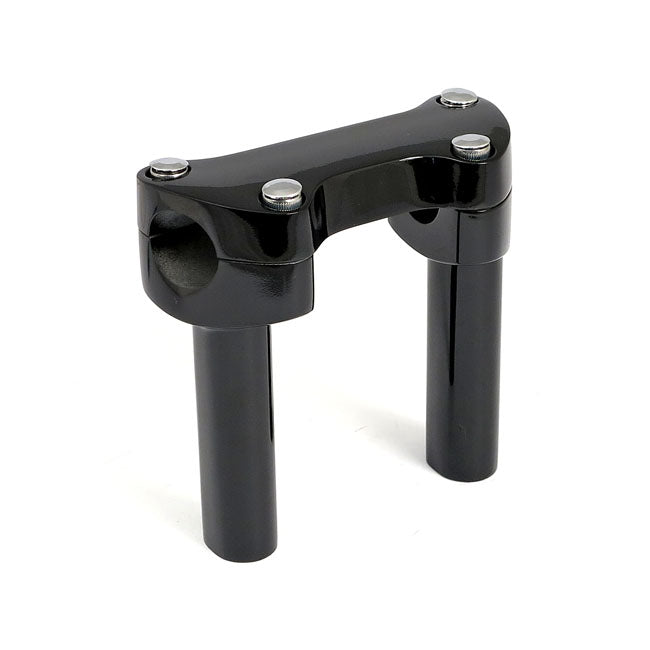 4.5" Rise Handlebar Riser Set + Top Clamp. Black Risers Mcs