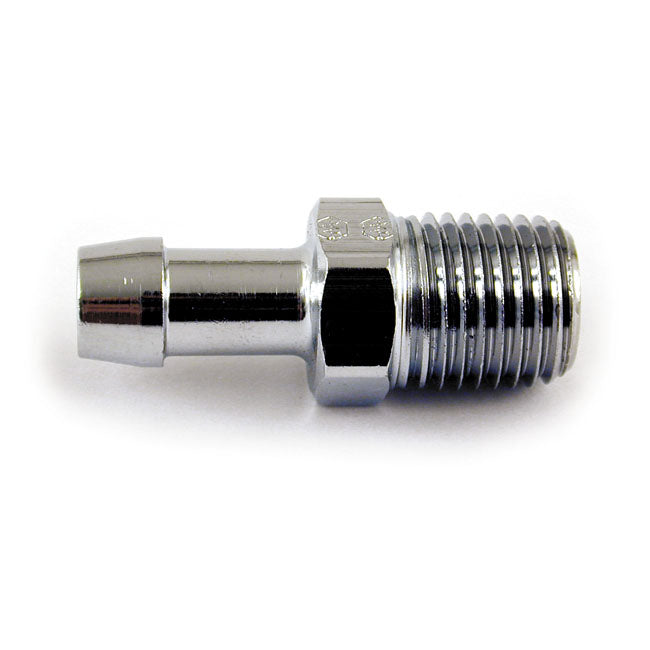 Oil Line Fitting, Straight. 1/4" Npt To 5/16 Hose. Chrome Oil Line Fittings Mcs