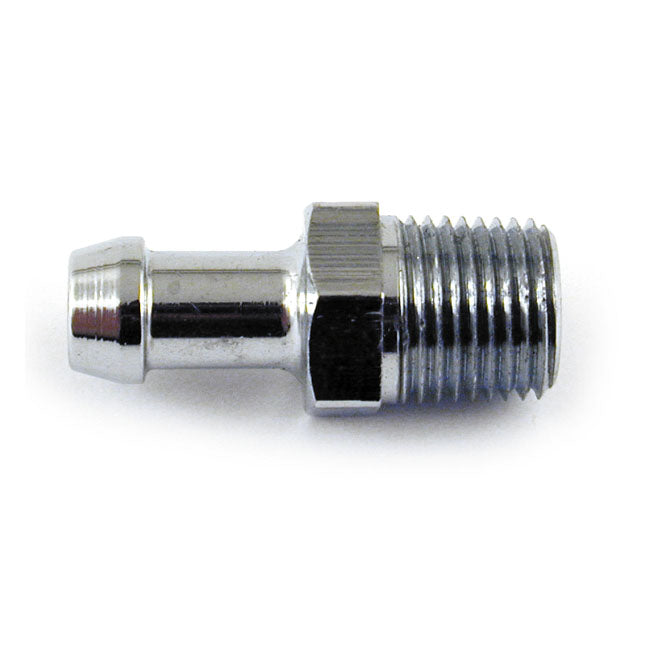 Oil Line Fitting, Straight. 1/8 Npt To 3/16". Chrome Oil Line Fittings Mcs