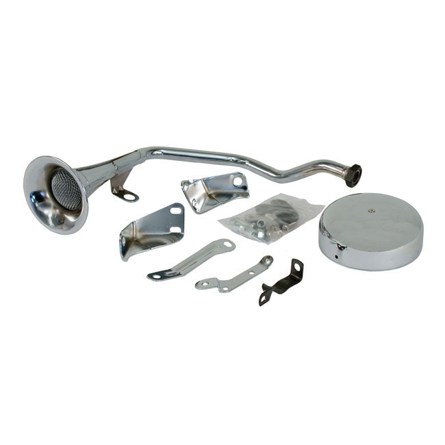 Early Style Trumpet Horn Kit. 6 Volt. Chrome Horns Mcs
