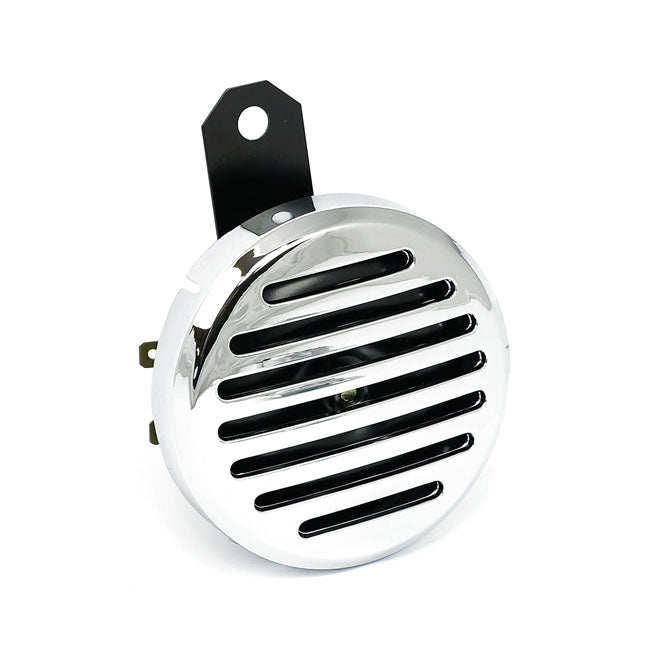 4" Custom Horn. 12 Volt. Wide Horizontal Slotted. Chrome Horns Mcs