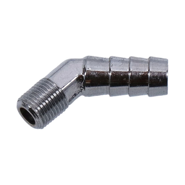 Oil Line Fitting, 45 Degree. 1/8" 27 Npt To 3/8". Chrome Oil Line Fittings Gardner Westcott