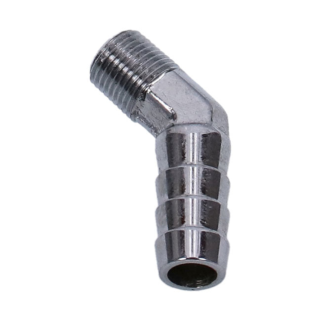 Oil Line Fitting, 45 Degree. 1/8" 27 Npt To 3/8". Chrome Oil Line Fittings Gardner Westcott