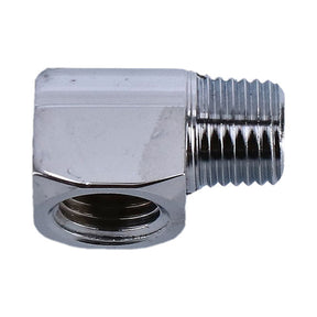 Adapter Oil Line Fitting, 90 Degrees. 1/4" Npt. Chrome Oil Pressure Gauges Gardner Westcott
