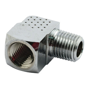 Adapter Oil Line Fitting, 90 Degrees. 1/4" Npt. Chrome Oil Line Fittings Mcs