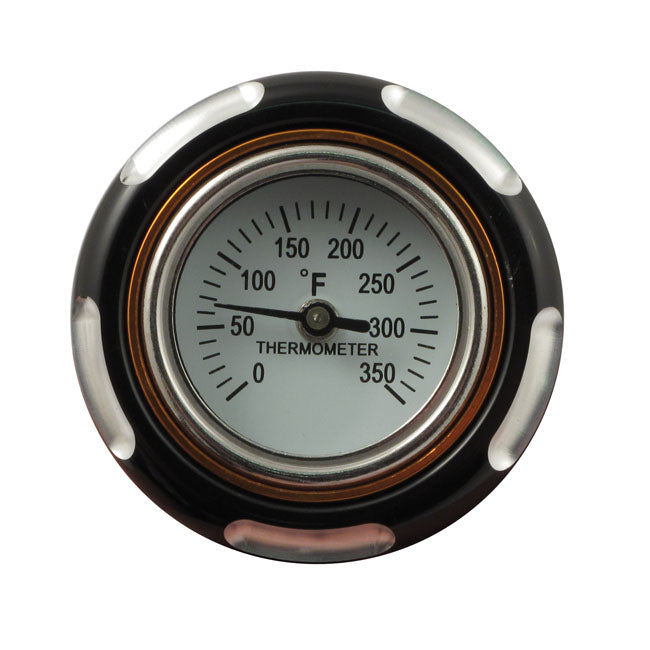 Billet Oil Cooler, With Temperature Gauge. Black Oil Cooler Mcs