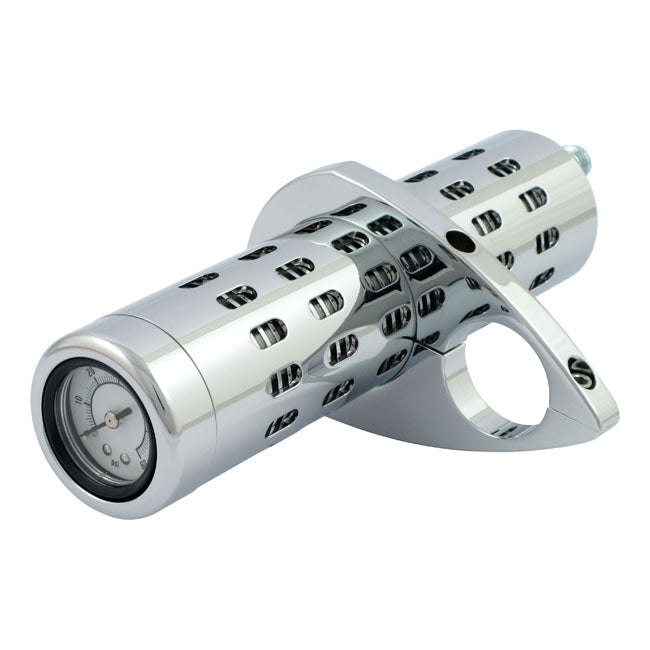 Billet Oil Cooler, With Oil Pressure Gauge. Chrome Oil Cooler Mcs