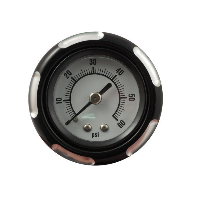 Billet Oil Cooler, With Oil Pressure Gauge. Black Oil Cooler Mcs