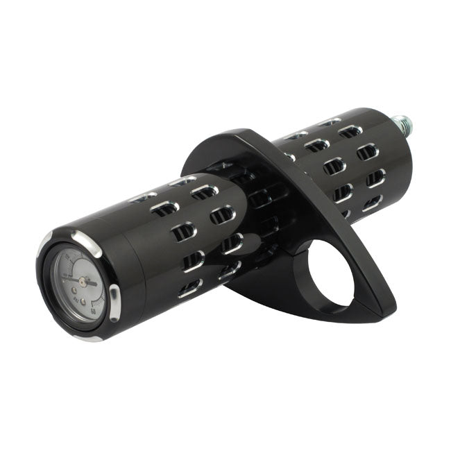 Billet Oil Cooler, With Oil Pressure Gauge. Black Oil Cooler Mcs