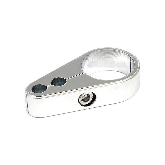 2 Piece Frame Cable Clamp. Throttle/Idle. Chrome Cable Clamps Mcs
