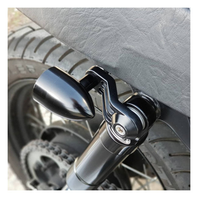 Motone, Ribbed Triline Turn Signal Brackets. Black Turn Signals Mounts Motone