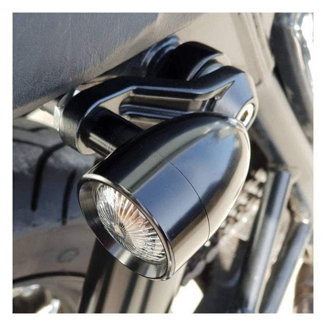 Motone, Ribbed Triline Turn Signal Brackets. Black Turn Signals Mounts Motone