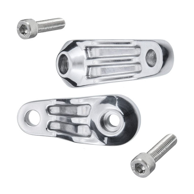 Motone, Ribbed Triline Turn Signal Brackets. Polished Turn Signals Mounts Motone