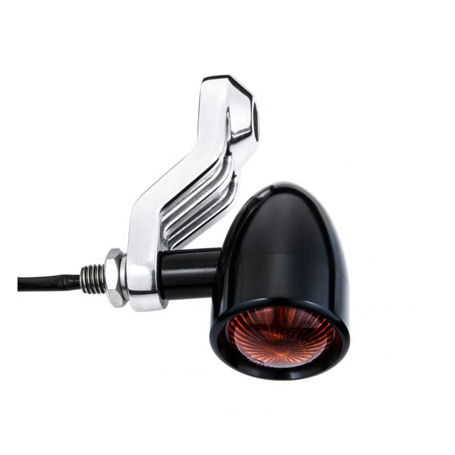 Motone, Ribbed Triline Turn Signal Brackets. Polished Turn Signals Mounts Motone
