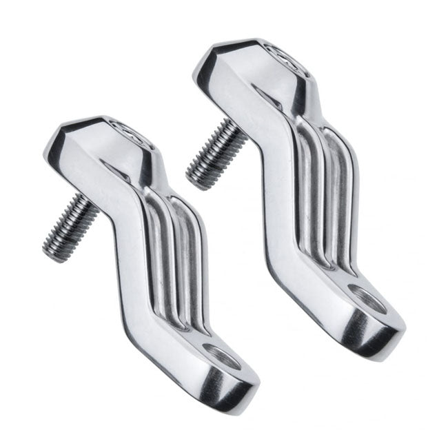 Motone, Ribbed Triline Turn Signal Brackets. Polished Turn Signals Mounts Motone