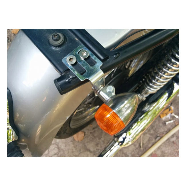Motone Turn Signal Brackets, Under Seat Mount. Polished Turn Signals Mounts Motone
