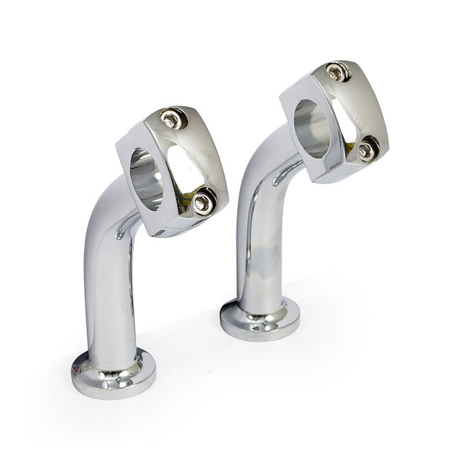 Domed Pullback Riser Set. 5" Rise. Chrome Risers Mcs