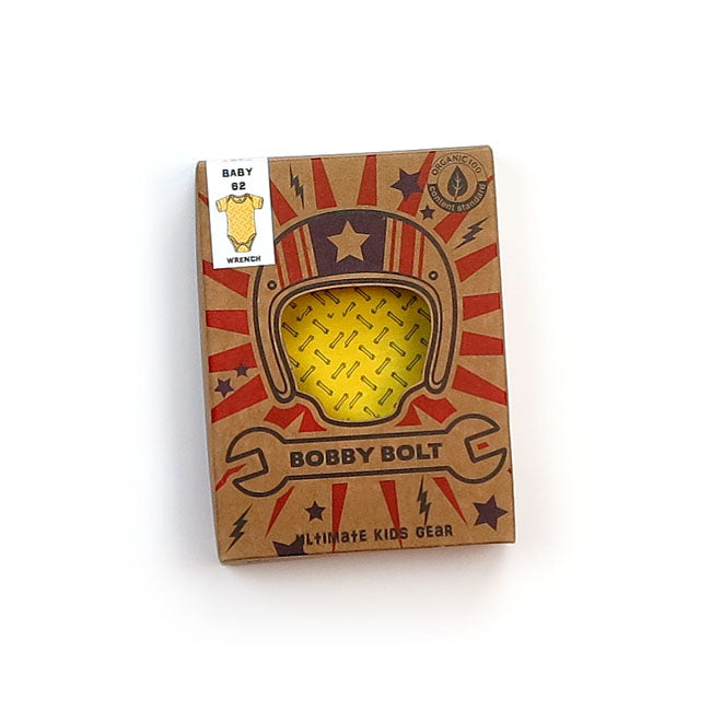 Bobby Bolt Wrench bodysuit yellow BABY CREEPERS Bobby Bolt