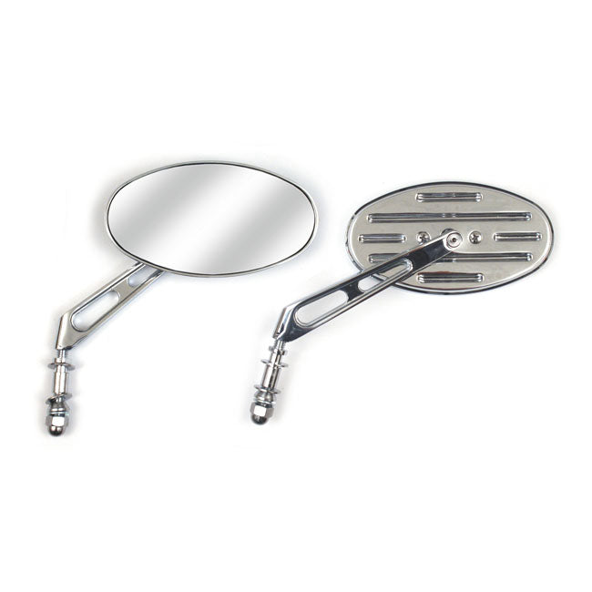 Slotted Cateye Mirror. Chrome, Short Stem Mirrors Mcs