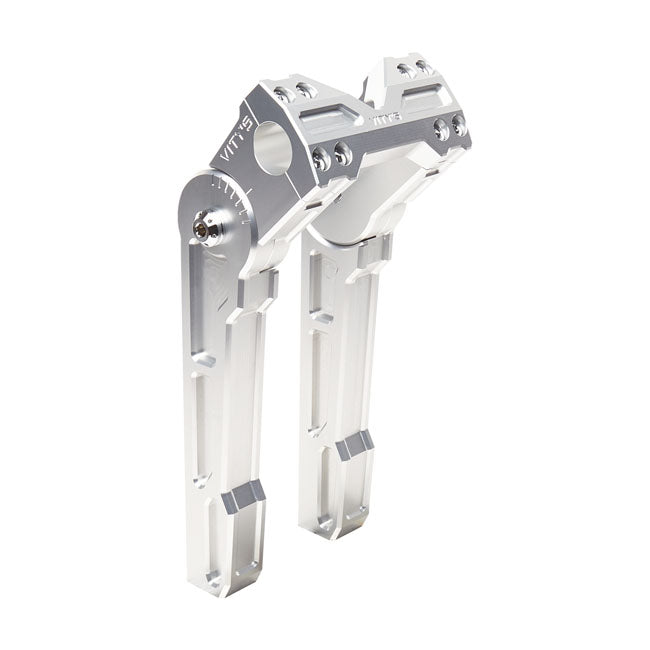 10" Adjustable Risers For 1-1/8" Handlebar Clamp, Silver Risers Vity's Design