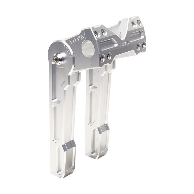 10" Adjustable Risers For 1-1/8" Handlebar Clamp, Silver Risers Vity's Design