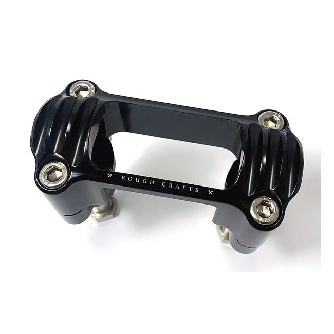 Rough Crafts Finned Risers, Black - 18+ Softail Risers Rough Crafts