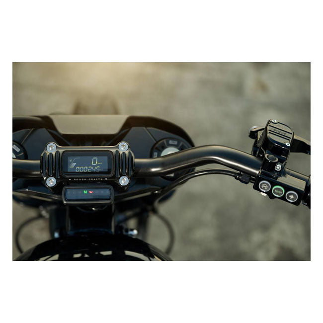 Rough Crafts Finned Risers, Black - 18+ Softail Risers Rough Crafts