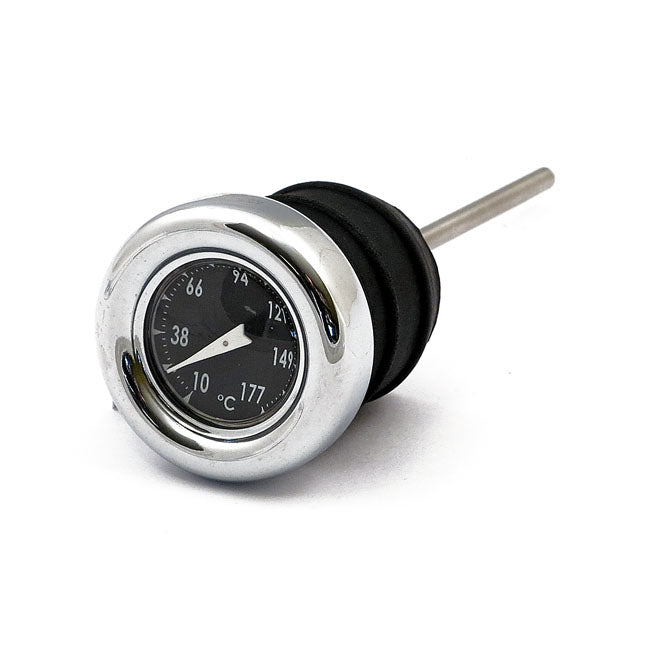 Oil Tank Dipstick With Temperature Gauge. Chrome Black Face Oil Tanks Dipsticks Mcs