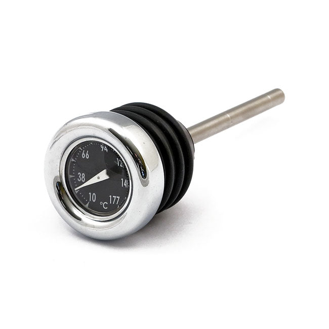Oil Tank Dipstick With Temperature Gauge. Chrome Black Face Oil Tanks Dipsticks Mcs