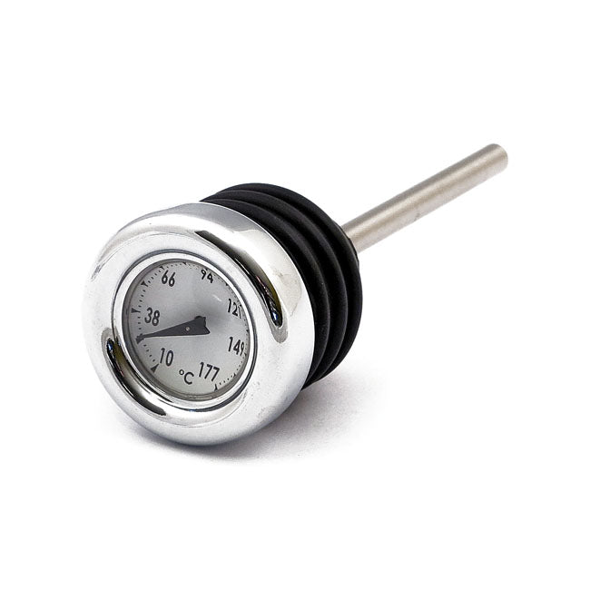 Oil Tank Dipstick With Temperature Gauge. Chrome White Face Oil Tanks Dipsticks Mcs