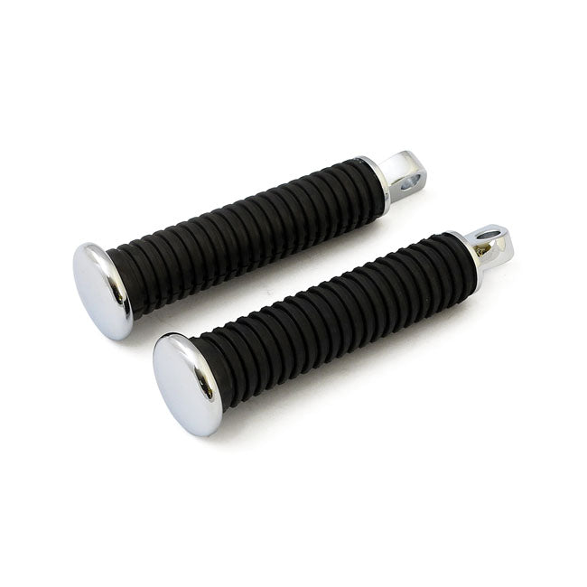 Oem Style Foot Peg Set. Chrome End Cap. Extended Footpegs Mcs