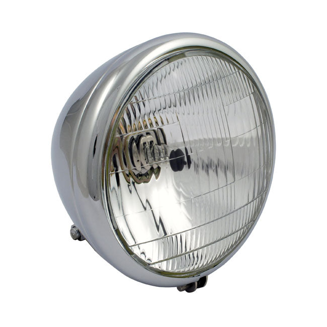 6 1/2" Bullet Style Headlamp. Chrome. 12v H4 Headlamps Mcs