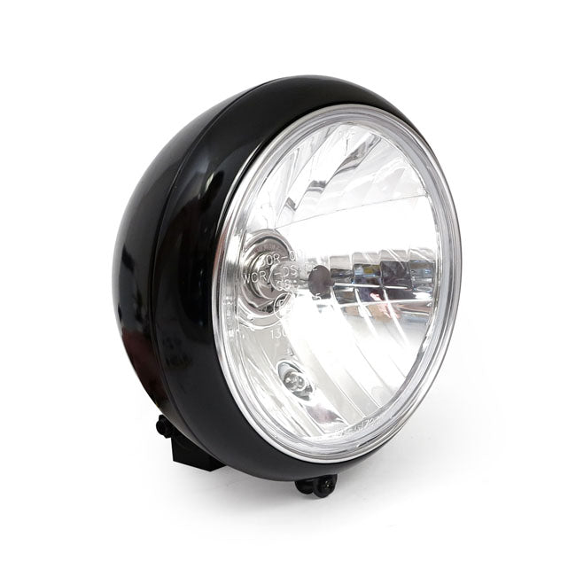7" H4 Headlamp For Fl Models. Clear Lens. Black Headlamps Mcs