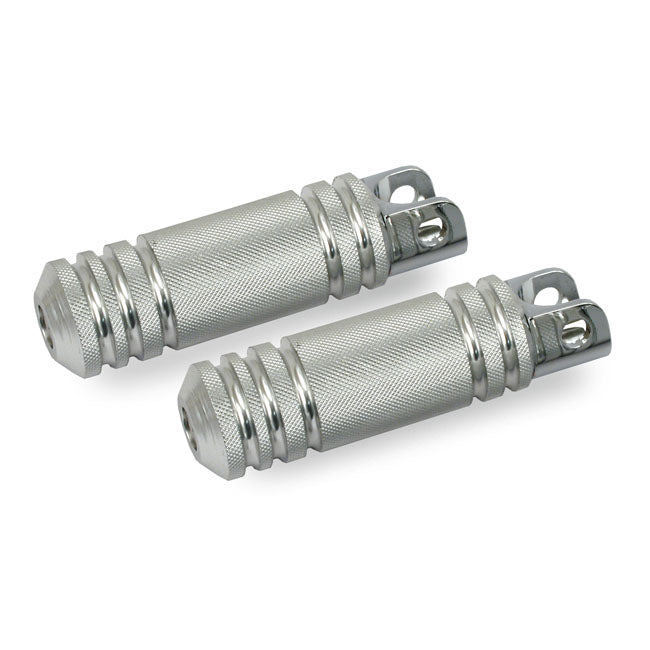 Knurled Aluminum Foot Pegs. Large Diameter. Polished Footpegs Mcs